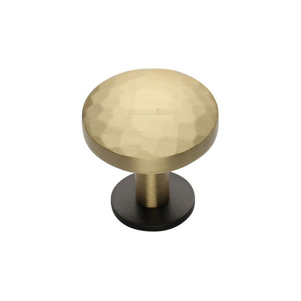 Round Hammered Cabinet Knob with Rose by M Marcus - Heritage Brass