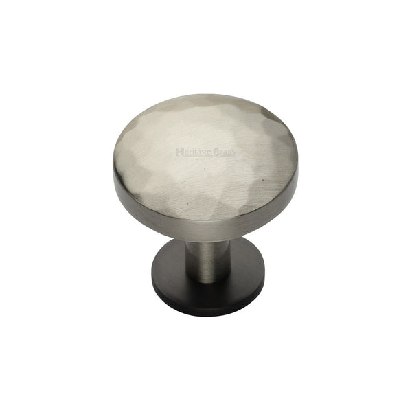 Round Hammered Cabinet Knob with Rose by M Marcus - Heritage Brass