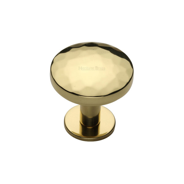 Round Hammered Cabinet Knob with Rose by M Marcus - Heritage Brass