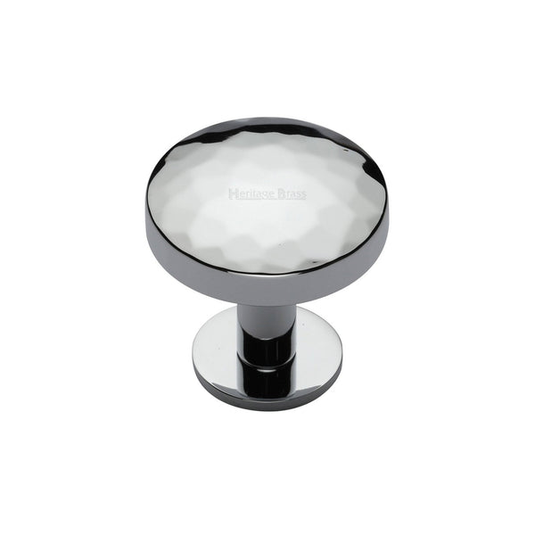 Round Hammered Cabinet Knob with Rose by M Marcus - Heritage Brass