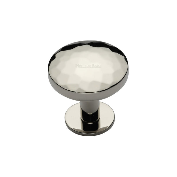 Round Hammered Cabinet Knob with Rose by M Marcus - Heritage Brass