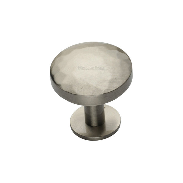 Round Hammered Cabinet Knob with Rose by M Marcus - Heritage Brass