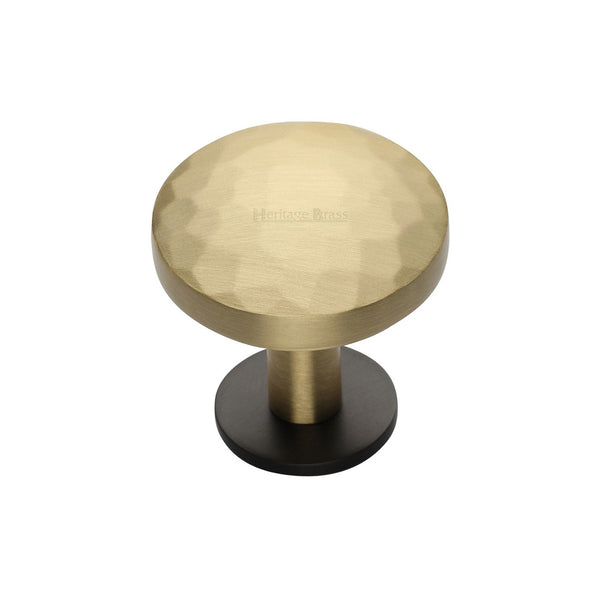 Round Hammered Cabinet Knob with Rose by M Marcus - Heritage Brass