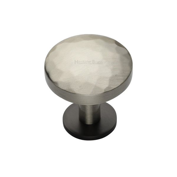Round Hammered Cabinet Knob with Rose by M Marcus - Heritage Brass