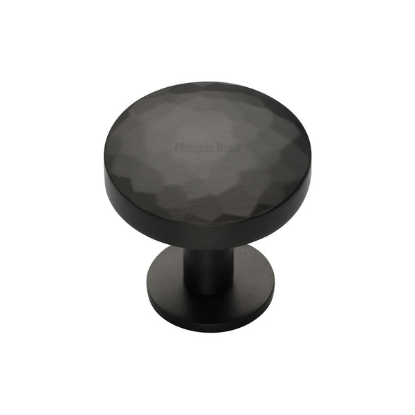 Round Hammered Cabinet Knob with Rose by M Marcus - Heritage Brass