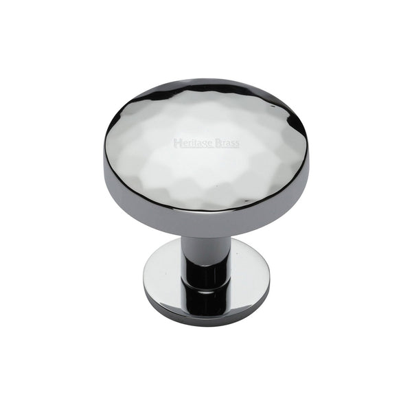 Round Hammered Cabinet Knob with Rose by M Marcus - Heritage Brass