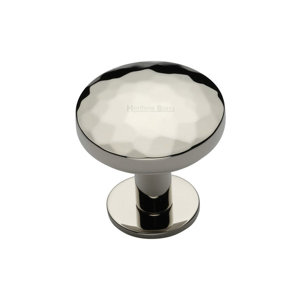 Round Hammered Cabinet Knob with Rose by M Marcus - Heritage Brass