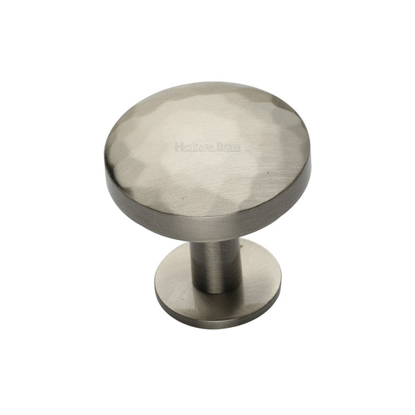 Round Hammered Cabinet Knob with Rose by M Marcus - Heritage Brass