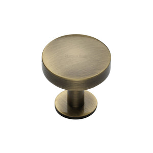 Domed Disc Cabinet Knob with Rose by M Marcus - Heritage Brass