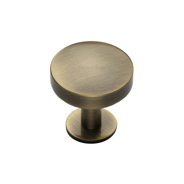 Domed Disc Cabinet Knob with Rose by M Marcus - Heritage Brass