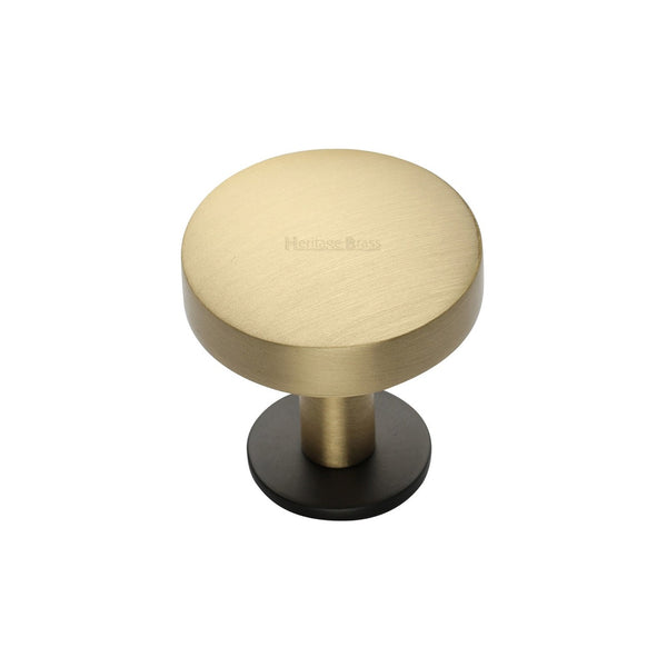 Domed Disc Cabinet Knob with Rose by M Marcus - Heritage Brass