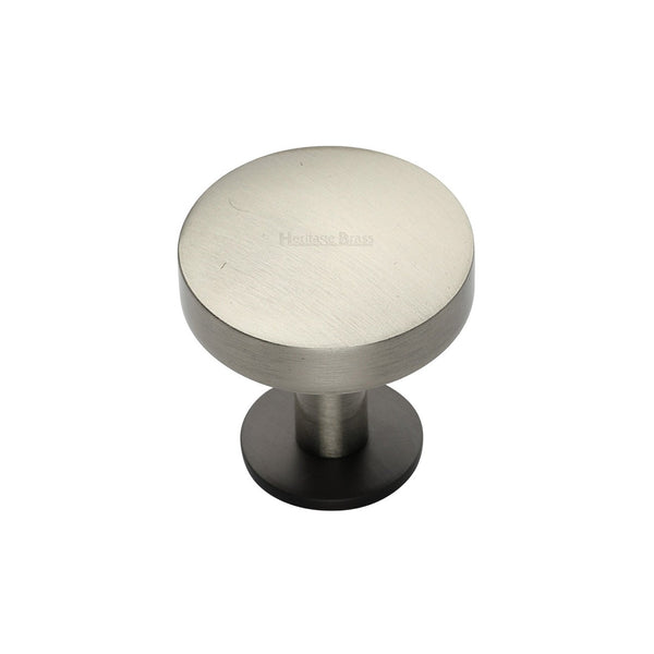 Domed Disc Cabinet Knob with Rose by M Marcus - Heritage Brass