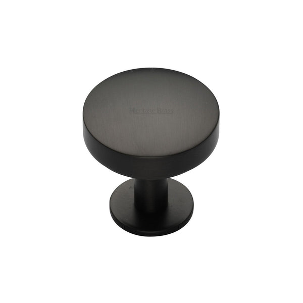 Domed Disc Cabinet Knob with Rose by M Marcus - Heritage Brass