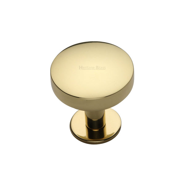 Domed Disc Cabinet Knob with Rose by M Marcus - Heritage Brass
