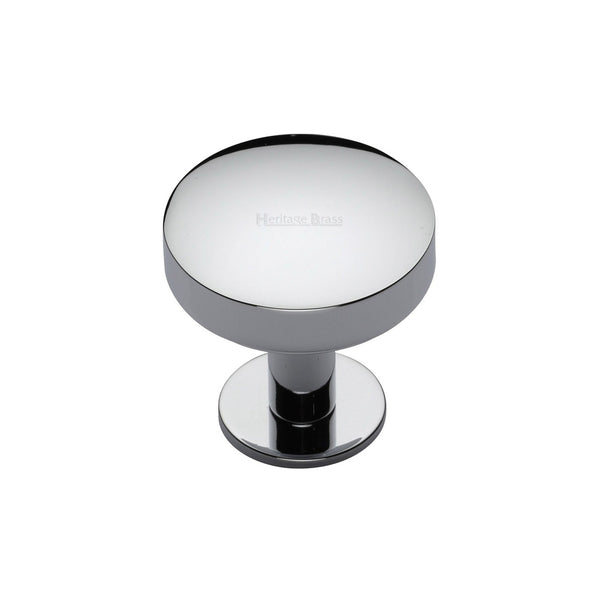 Domed Disc Cabinet Knob with Rose by M Marcus - Heritage Brass