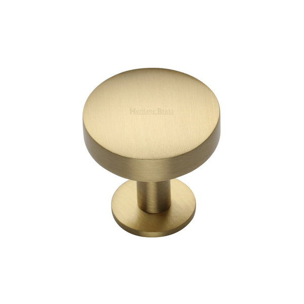 Domed Disc Cabinet Knob with Rose by M Marcus - Heritage Brass