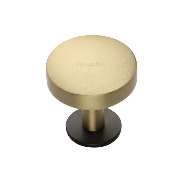 Domed Disc Cabinet Knob with Rose by M Marcus - Heritage Brass