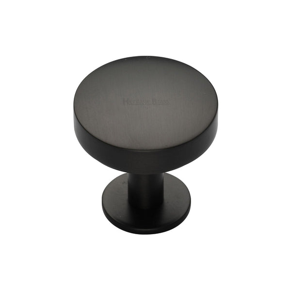 Domed Disc Cabinet Knob with Rose by M Marcus - Heritage Brass