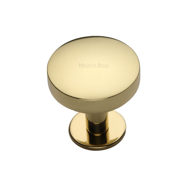 Domed Disc Cabinet Knob with Rose by M Marcus - Heritage Brass