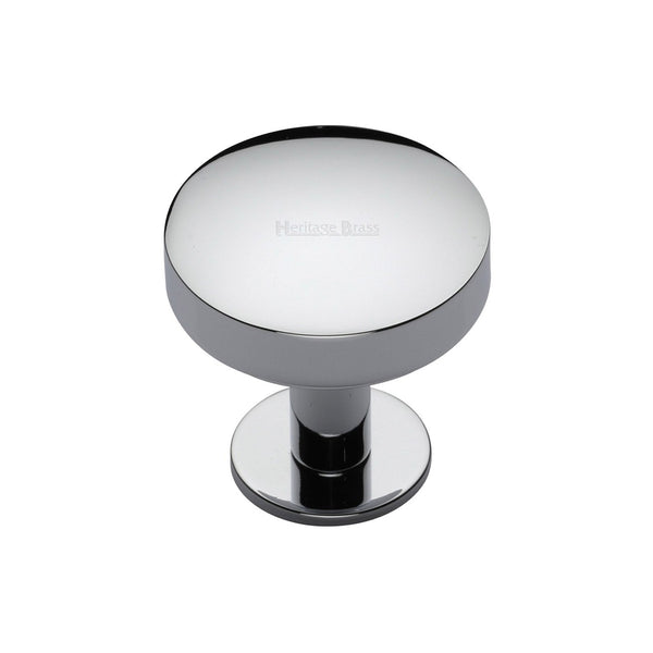 Domed Disc Cabinet Knob with Rose by M Marcus - Heritage Brass