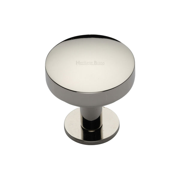 Domed Disc Cabinet Knob with Rose by M Marcus - Heritage Brass