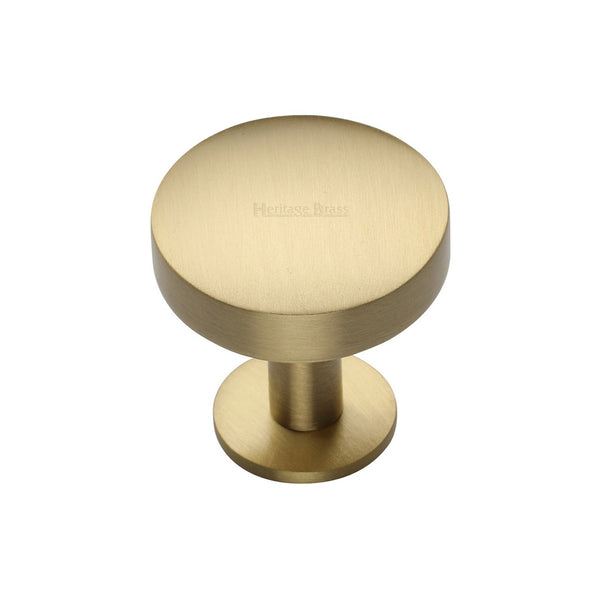 Domed Disc Cabinet Knob with Rose by M Marcus - Heritage Brass