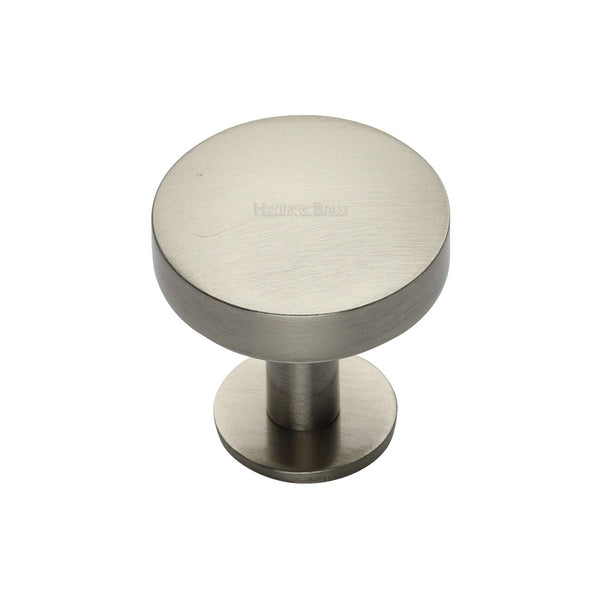 Domed Disc Cabinet Knob with Rose by M Marcus - Heritage Brass
