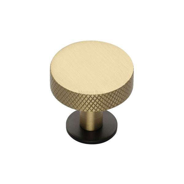 Knurled Disc Cabinet Knob with Rose by M Marcus - Heritage Brass