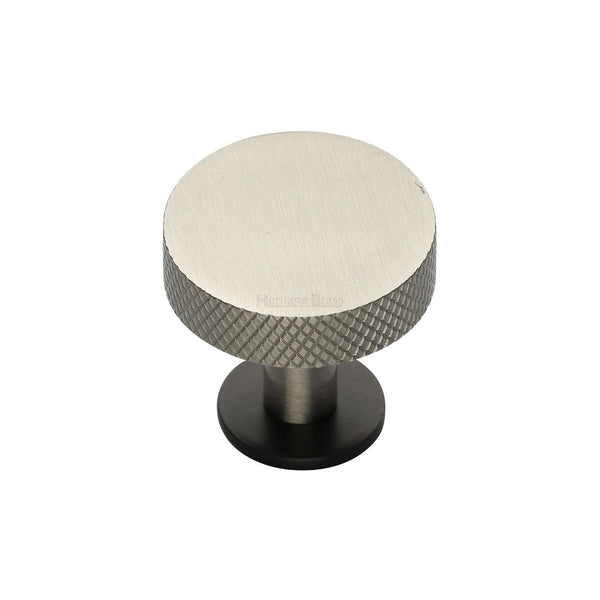 Knurled Disc Cabinet Knob with Rose by M Marcus - Heritage Brass