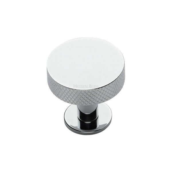 Knurled Disc Cabinet Knob with Rose by M Marcus - Heritage Brass