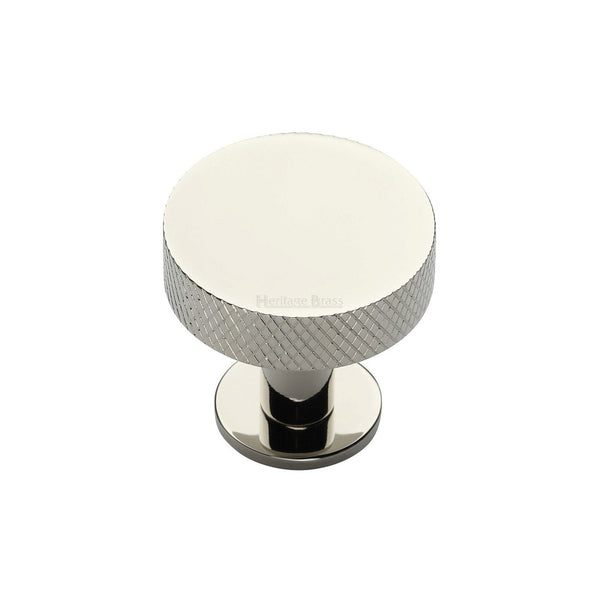 Knurled Disc Cabinet Knob with Rose by M Marcus - Heritage Brass