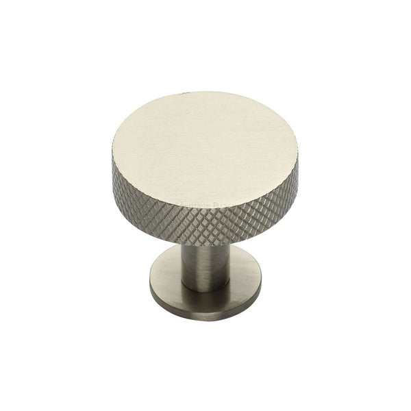 Knurled Disc Cabinet Knob with Rose by M Marcus - Heritage Brass