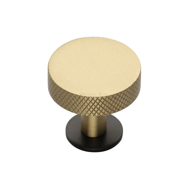 Knurled Disc Cabinet Knob with Rose by M Marcus - Heritage Brass