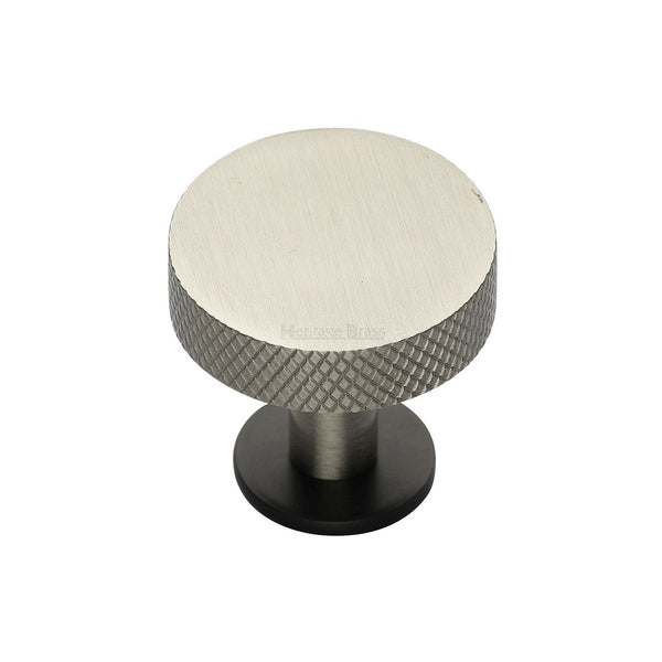 Knurled Disc Cabinet Knob with Rose by M Marcus - Heritage Brass