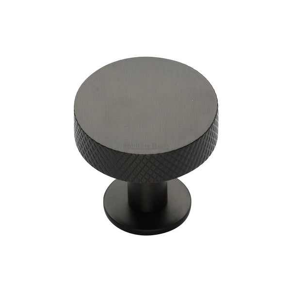 Knurled Disc Cabinet Knob with Rose by M Marcus - Heritage Brass