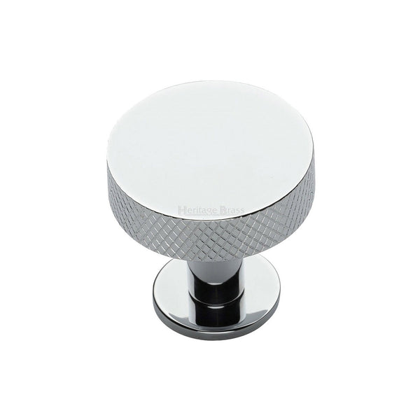 Knurled Disc Cabinet Knob with Rose by M Marcus - Heritage Brass