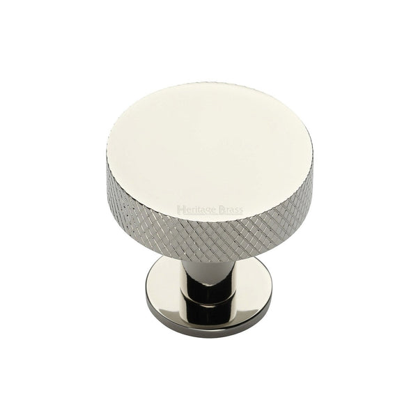 Knurled Disc Cabinet Knob with Rose by M Marcus - Heritage Brass