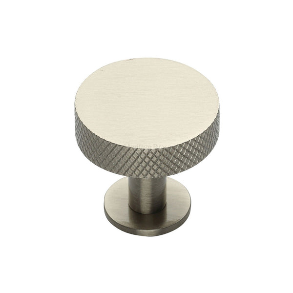 Knurled Disc Cabinet Knob with Rose by M Marcus - Heritage Brass