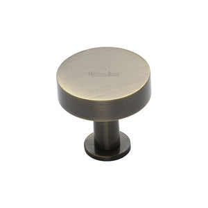 Disc Cabinet Knob With Base - Antique Brass - 32 mm