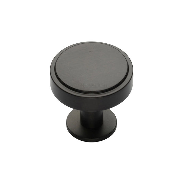 Stepped Disc Cabinet Knob with Rose by M Marcus - Heritage Brass