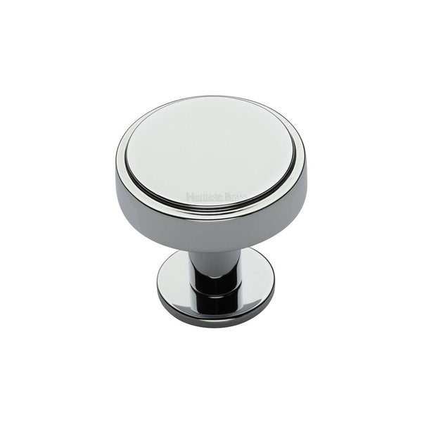 Stepped Disc Cabinet Knob with Rose by M Marcus - Heritage Brass