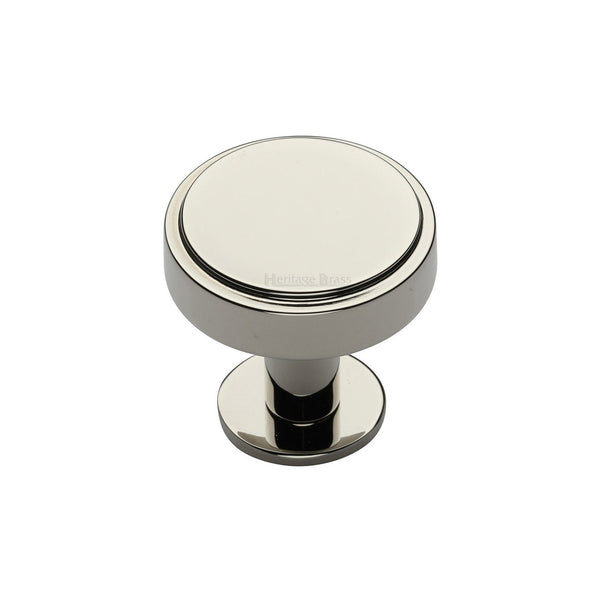 Stepped Disc Cabinet Knob with Rose by M Marcus - Heritage Brass