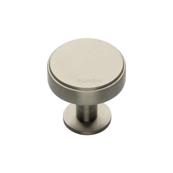 Stepped Disc Cabinet Knob with Rose by M Marcus - Heritage Brass
