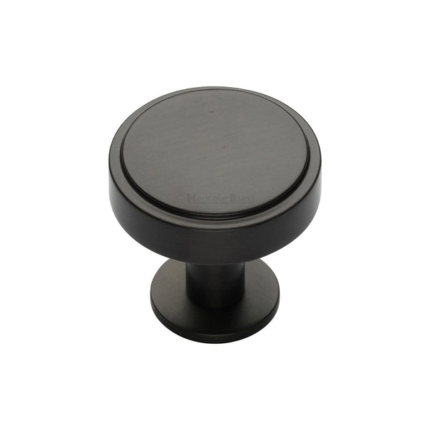 Stepped Disc Cabinet Knob with Rose by M Marcus - Heritage Brass
