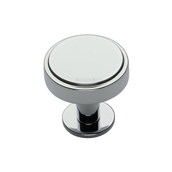 Stepped Disc Cabinet Knob with Rose by M Marcus - Heritage Brass