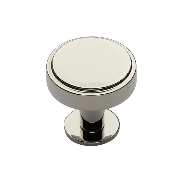 Stepped Disc Cabinet Knob with Rose by M Marcus - Heritage Brass