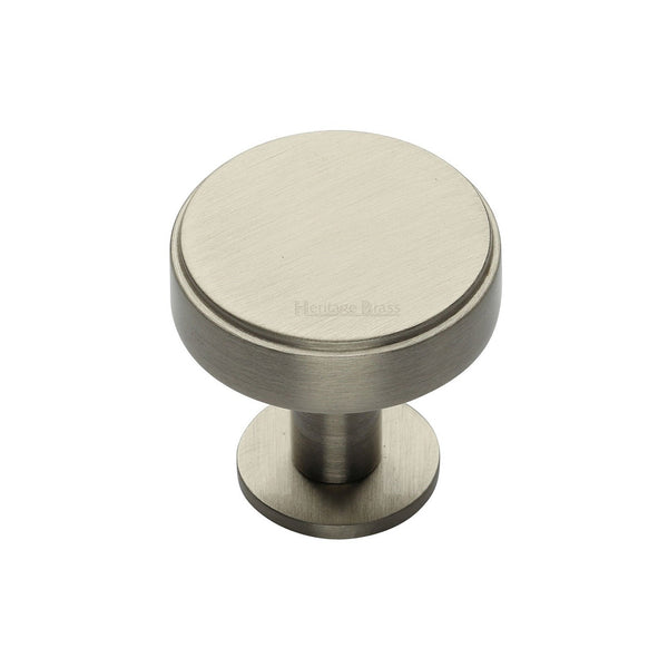 Stepped Disc Cabinet Knob with Rose by M Marcus - Heritage Brass