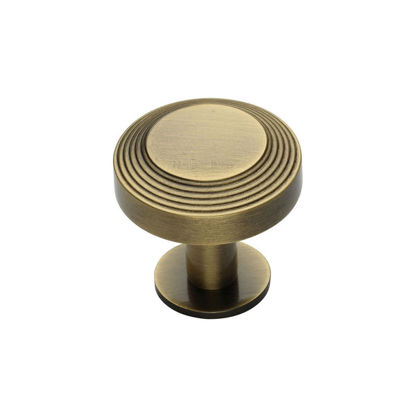 Ridge Cabinet Knob with Rose by M Marcus - Heritage Brass