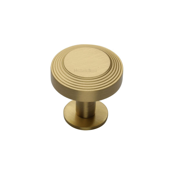 Ridge Cabinet Knob with Rose by M Marcus - Heritage Brass