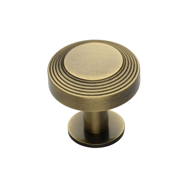 Ridge Cabinet Knob with Rose by M Marcus - Heritage Brass